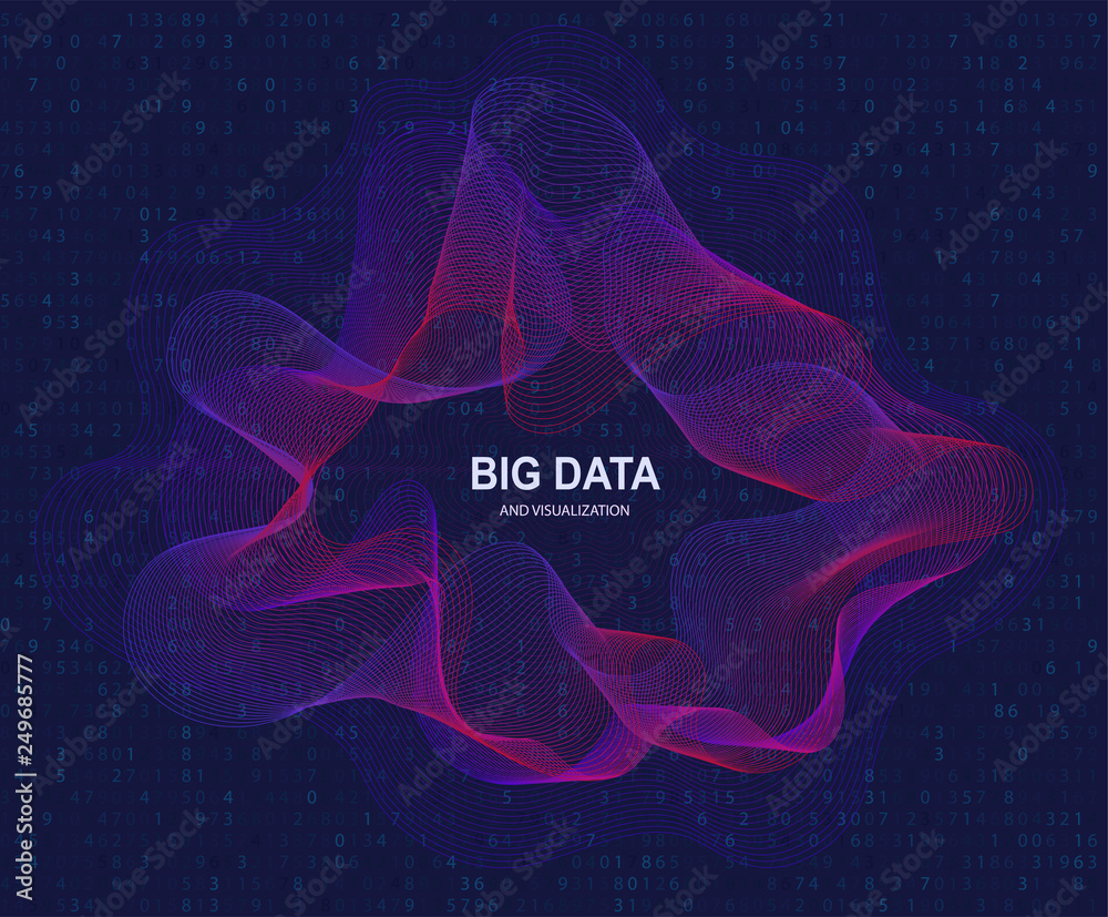 Circular visualization of big data, artificial intelligence. Flow ...