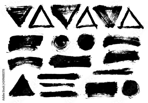 Brush strokes set vector painted isolated objects