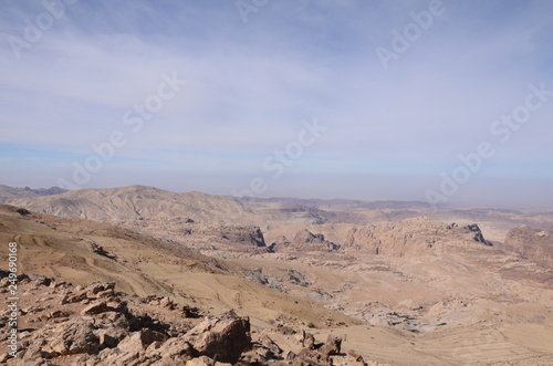 volcanic landscape with rocks and blue sky