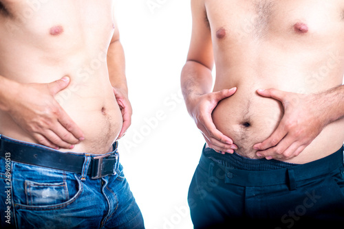 Human, fat, hands, belly, comparison, white background
