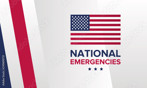 National Emergencies in the United States. The crisis in America. President announces national emergencies in the country due to immigration problems. Poster, banner or background
