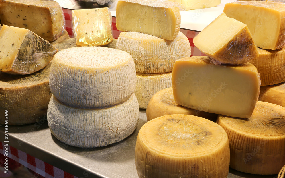 Parmesan and caciotta cheese and other aged cheeses for sale