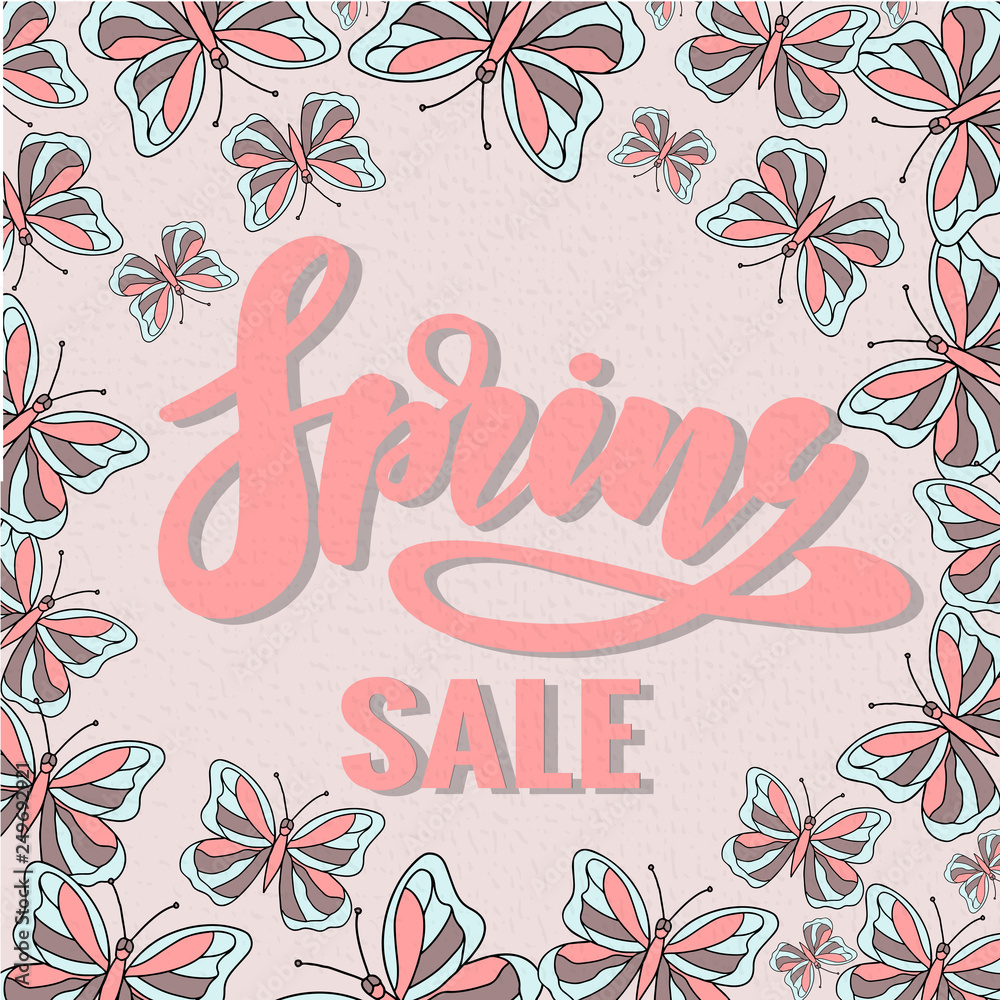 Spring Sale Banner,Lettering, Sale Poster, Sale Flyer, Sale Vector. Vector illustration