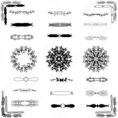 Handdrawn unique swirls and dividers for your design. Set of decorative dividers, borders, swirls, dividing and scrolls isolated on white background. Vector illustration for design.