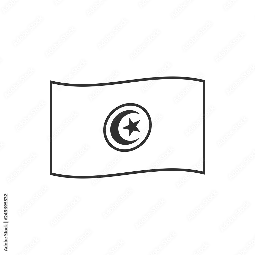 Tunisia flag icon in black outline flat design. Independence day or National day holiday concept. Tunisia flag icon in black outline flat design. Independence day or National day holiday concept.