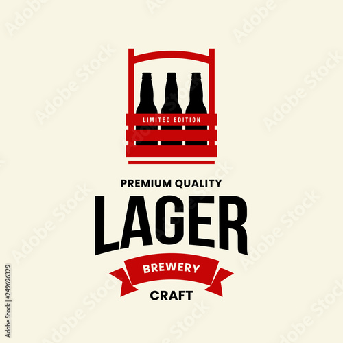 Modern craft beer drink vector logo sign for bar, pub, store, brewhouse or brewery isolated on light background. Premium quality bottle box logotype illustration. Brewing emblem t-shirt badge design.