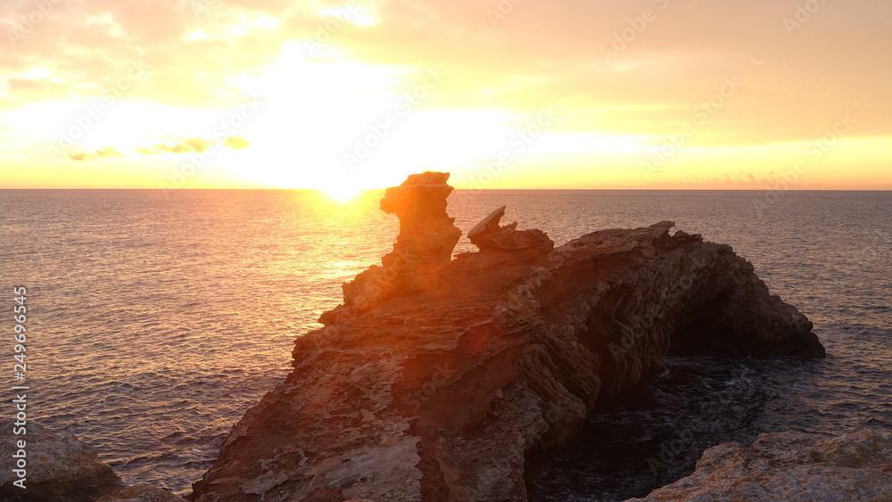 Sunrise on the sea on the island of Ibiza