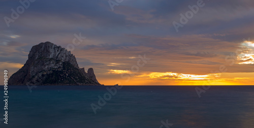 The island of Es Vedra in long exposure at sunset