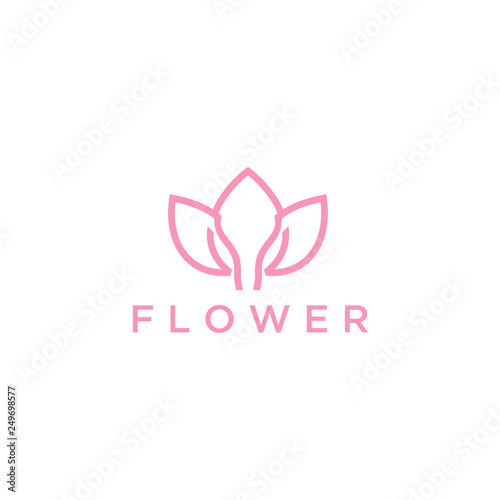 Flower Logo abstract Beauty Spa salon Cosmetics brand Linear style. Looped Leaves Logotype design vector Luxury Fashion template.