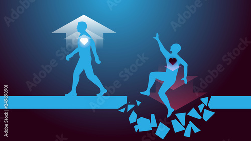 Motive power of destiny is condition of heart: Darknes in soul leads to fall, and property saves the life