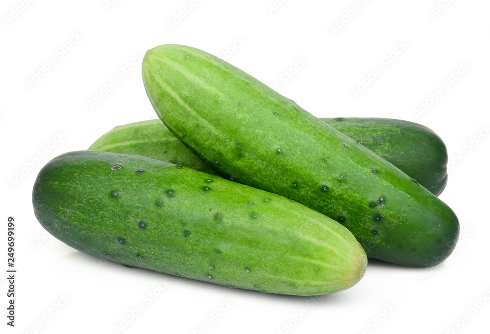 three whole cucumbers isolated on white background three whole cucumbers isolated on white background