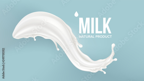 Milk Splash Vector. Fresh Flow. Abstract Spiral. Nature Farm Swirl. Yogurt Wave. 3D Realistic Illustration