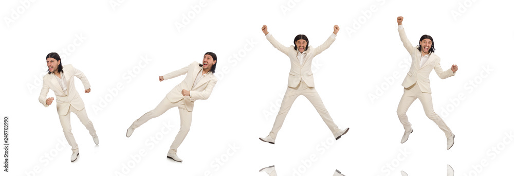 Fototapeta premium Man in funny concept isolated on white