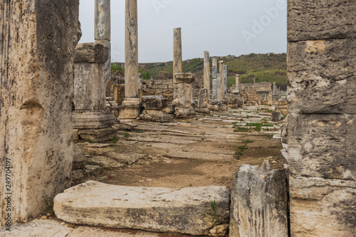 Historical site of Perge or Perga in Antalya, Turkey. Vast remains of prosperous Roman city. Ancient Perge city existed from X century before Christ till VIII of our era.  photo