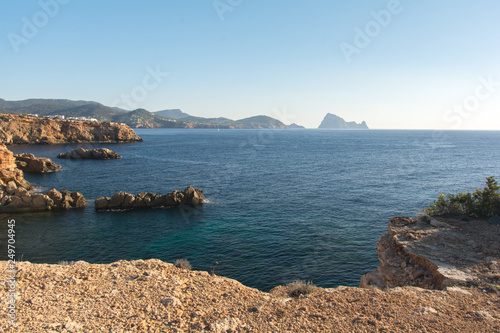 Beautiful Cala Comte Beach, Sant Antoni de Portmany, Ibiza, Balearic Islands, Spain. photo