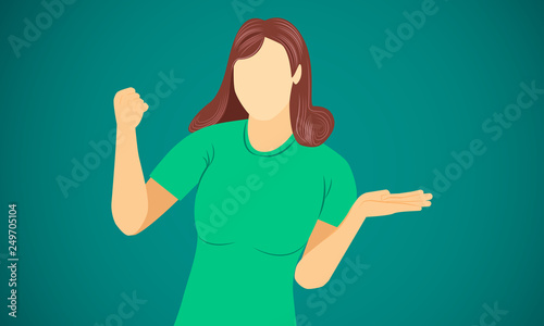 woman very happy show hand success finish goal on target vector illustration eps10