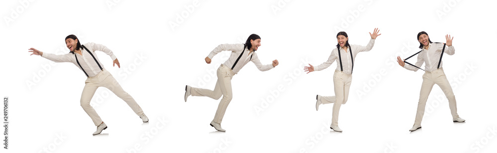 Man in funny concept isolated on white Man in funny concept isolated on white