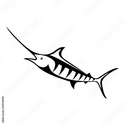 Vector, isolated, flat image of fish marlin on a white background