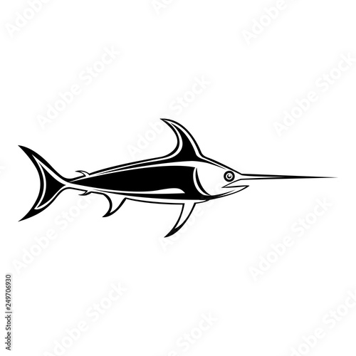Vector, isolated, flat image of fish marlin on a white background