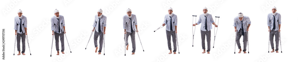 Injured businessman isolated on white 