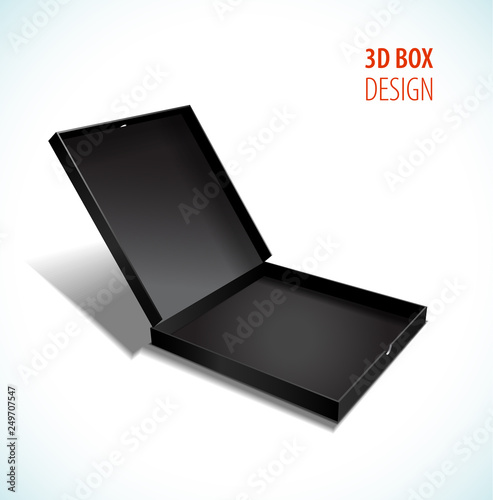 Vector thin box with open lid. vector illustration.