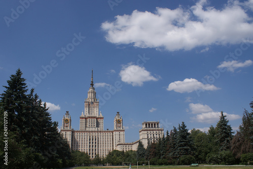 Moscow State University building in Moscow in summer front view