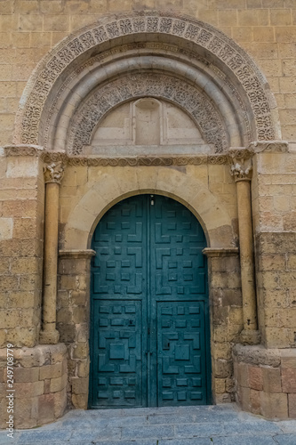 Portal of the Romanesque San Sebastian chrch, Segovia,  Castile-Leon, Spain © Luis