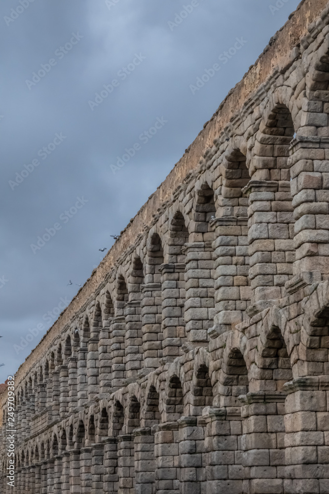 The awe-inspiring and perfectly preserved Roman aqueduct of Segovia, Castile-Leon, Spain