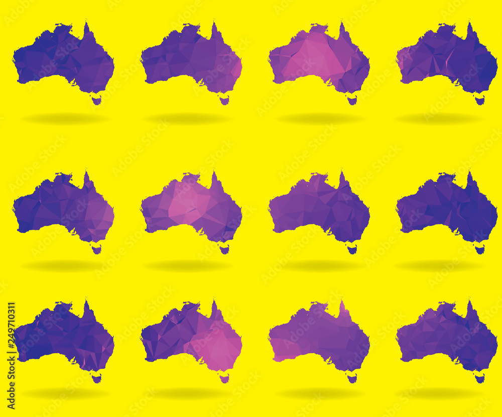 Abstract Australia map in geometric polygonal,mosaic style.