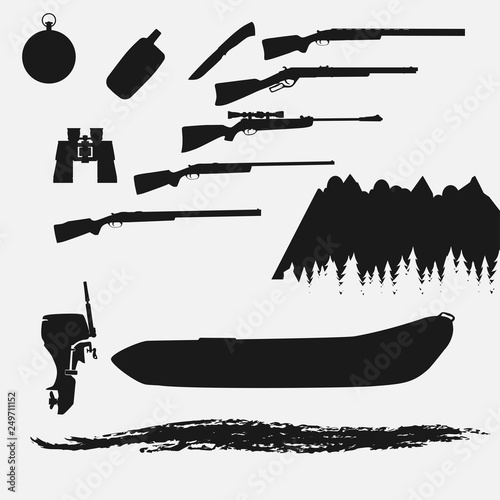 A set of items for an active lifestyle. For hunting and hiking in nature in a good company of like-minded people.
