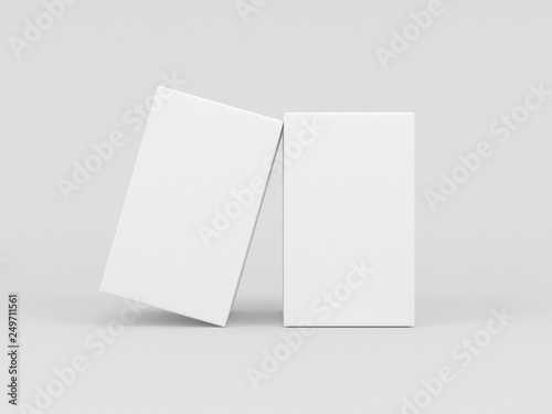 Two White textured boxes packaging mockup isolated in gray studio