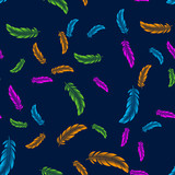 Seamless pattern with feathers. Hippie design elements