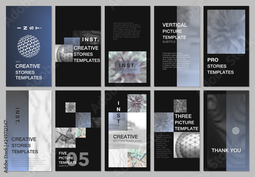 Creative social networks stories design, vertical banner or flyer templates with colorful gradient backgrounds. Covers design templates for flyer, leaflet, brochure, presentation, advertising.