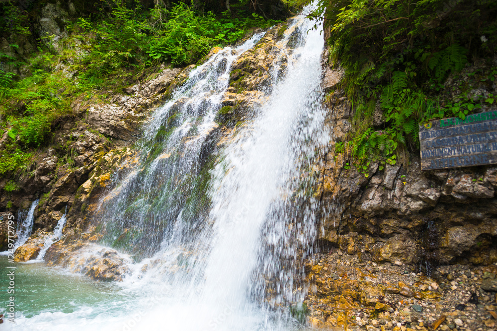 Fototapeta premium Wild Urlatoarea waterfall , Bucegi Mountains, romania