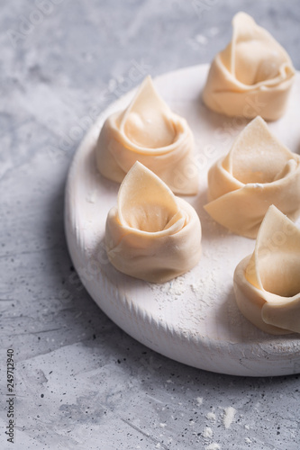 Raw wonton, Chinese dish made from dough and fillings
