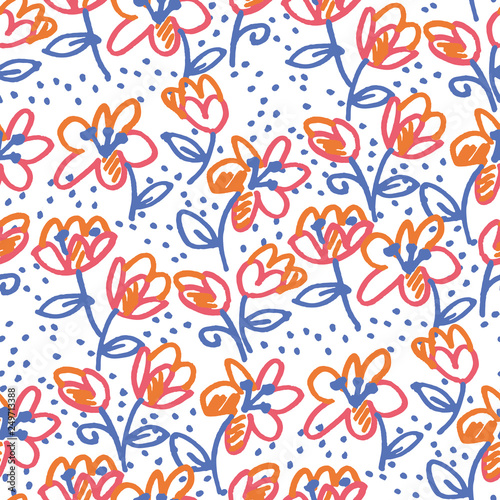 Abstract flowers hand drawn...