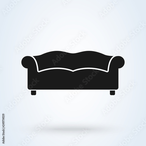 Sofa vector illustration isolated on white background. Old style sofa icon