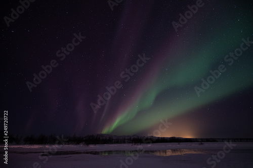 Thingvellir area northern lights in the sky © Ji