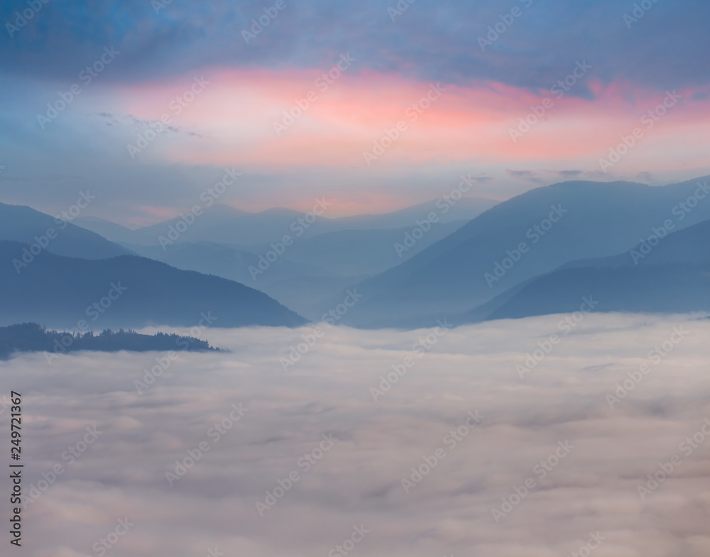 dramatic mountain landscape at the early morning