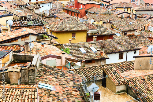 Town of Malcesine. Above view of the tiled roofs of the Italian city. Lake Garda (Lago Di Garda), Italy © Petr Bonek