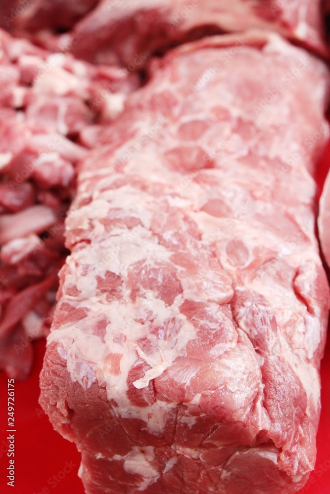 Raw pork for cooking at street food Raw pork for cooking at street food