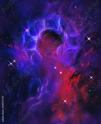 the nebula of Jesus Christ, icon of the creation of the universe, freehand illustration.