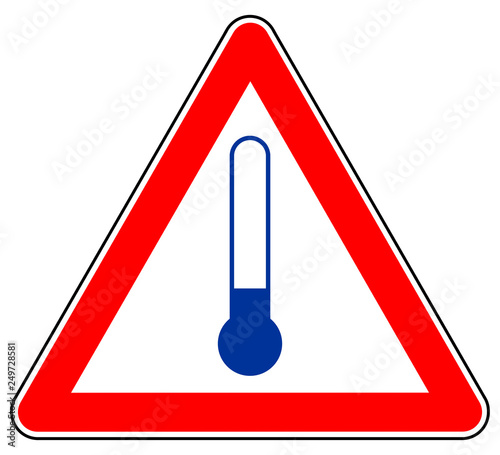 sd94 Schild-Dreieckig - german - Warnung vor niedrigen Temperaturen - Gefahrzeichen - Hinweis Zeichen - english - temperature warning sign - low temperature - triangle red xxl g7224 photo