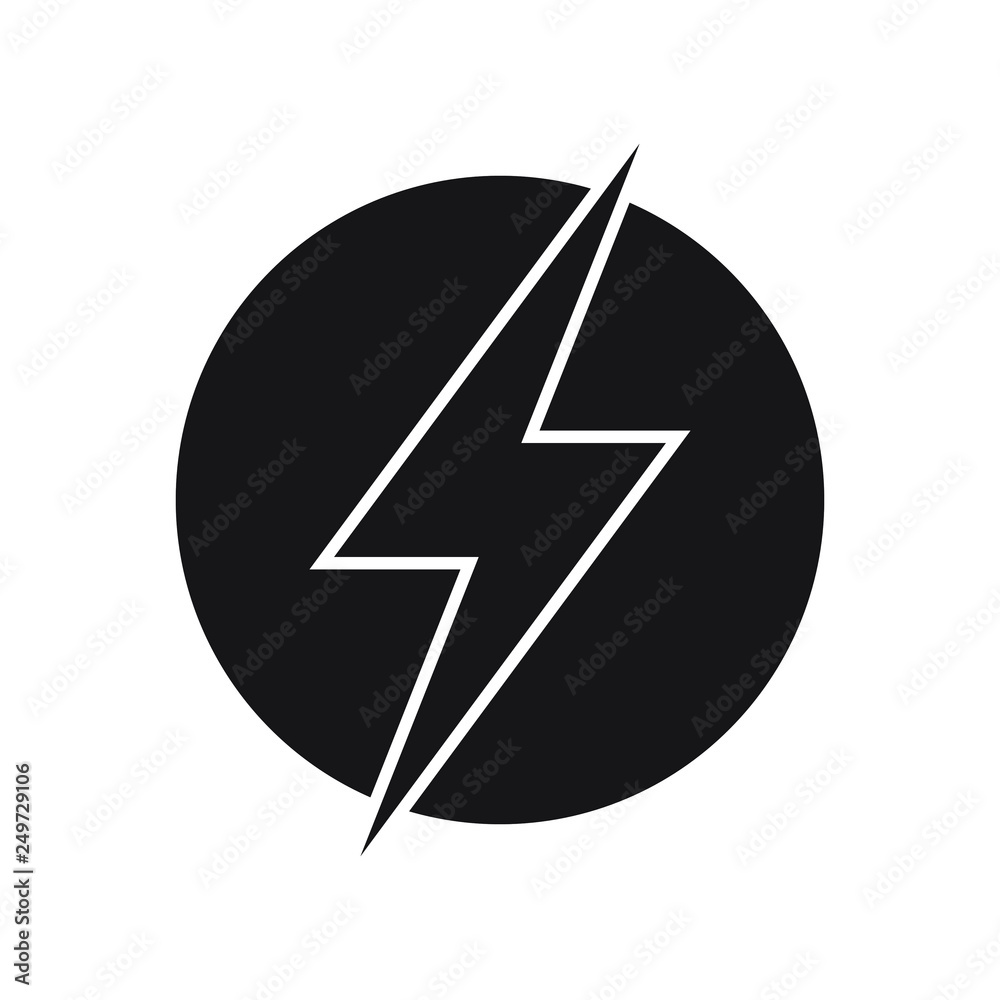 Lightning, electric power vector logo design element. Energy and thunder electricity symbol concept. Lightning bolt sign in the circle. Power fast speed logotype Lightning, electric power vector logo design element. Energy and thunder electricity symbol concept. Lightning bolt sign in the circle. Power fast speed logotype