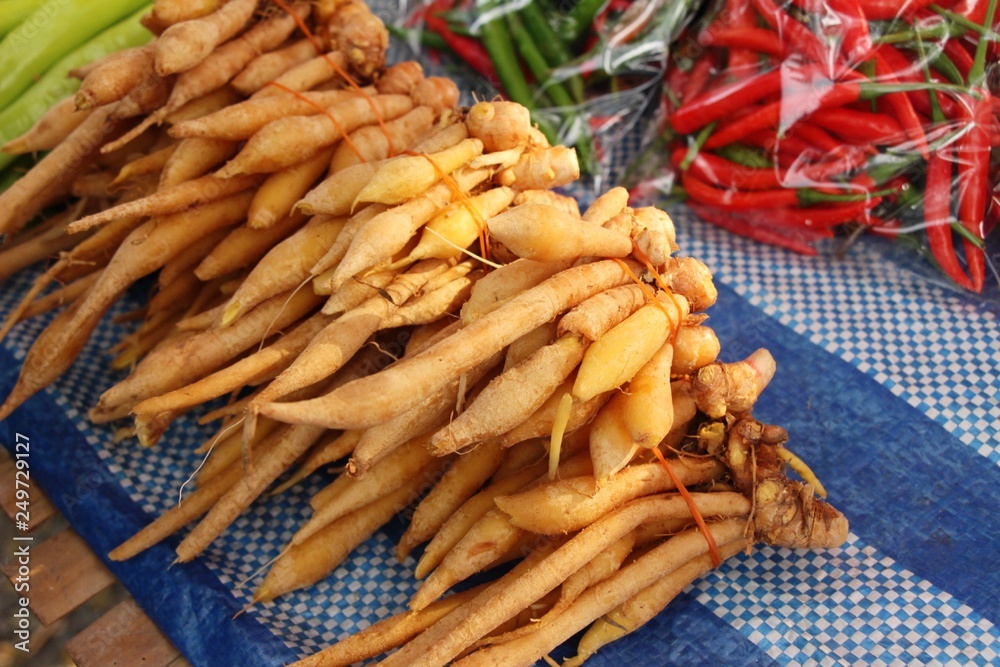 Ginger root for cooking in the market..