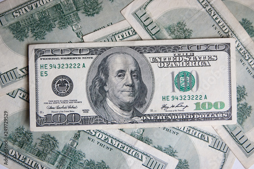 Background with money american hundred dollar bills - horizontal