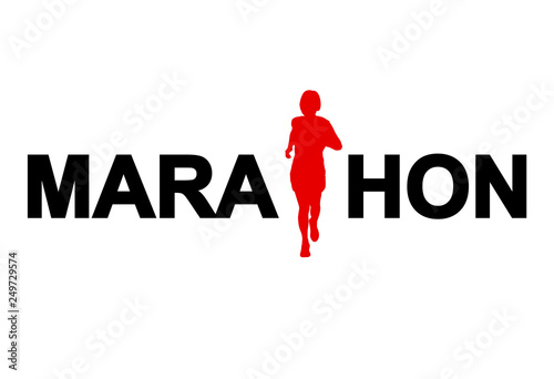 vector of silhouette running woman for marathon logo