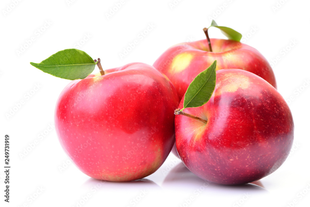 Red apples on white background