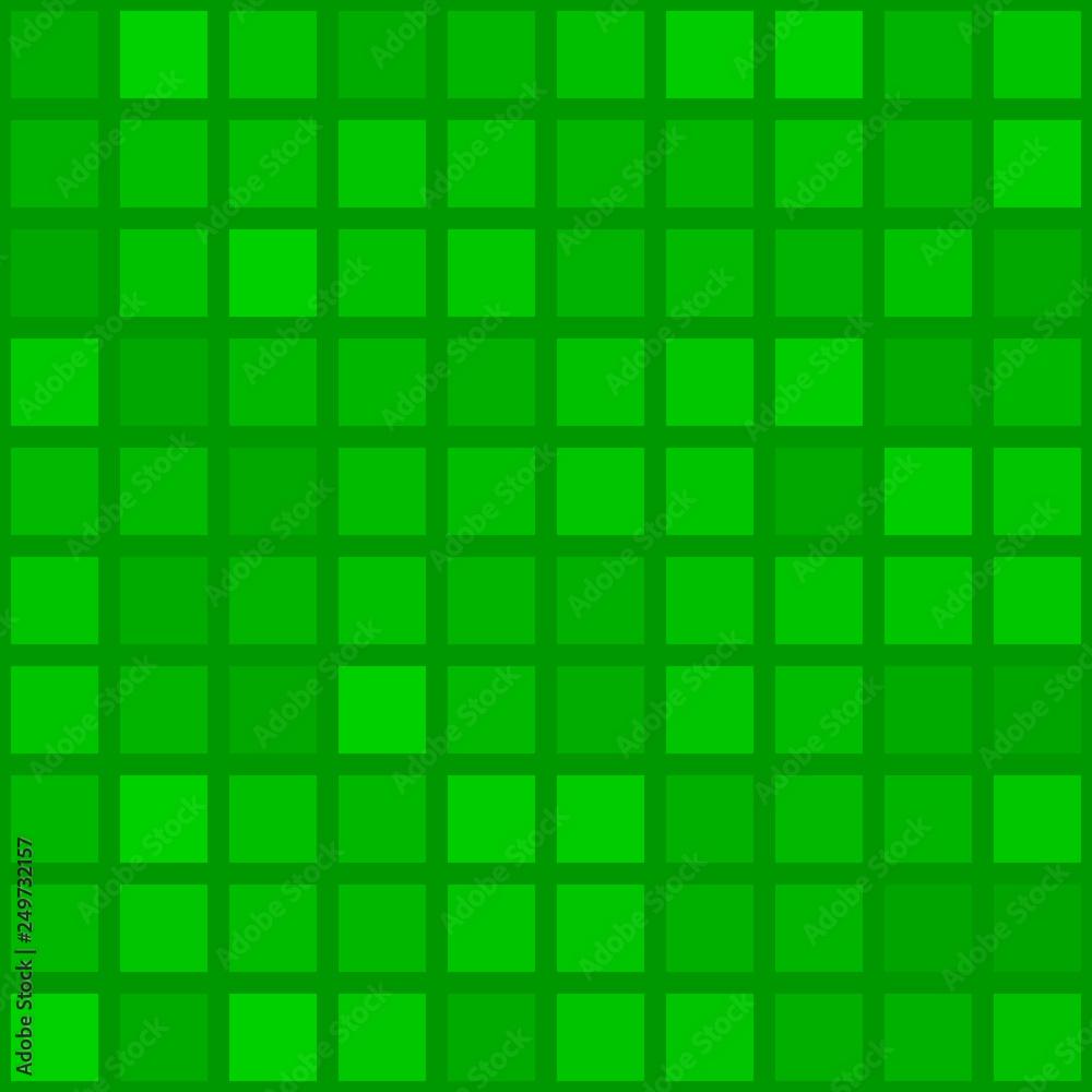 Abstract seamless pattern of big squares or pixels in green colors