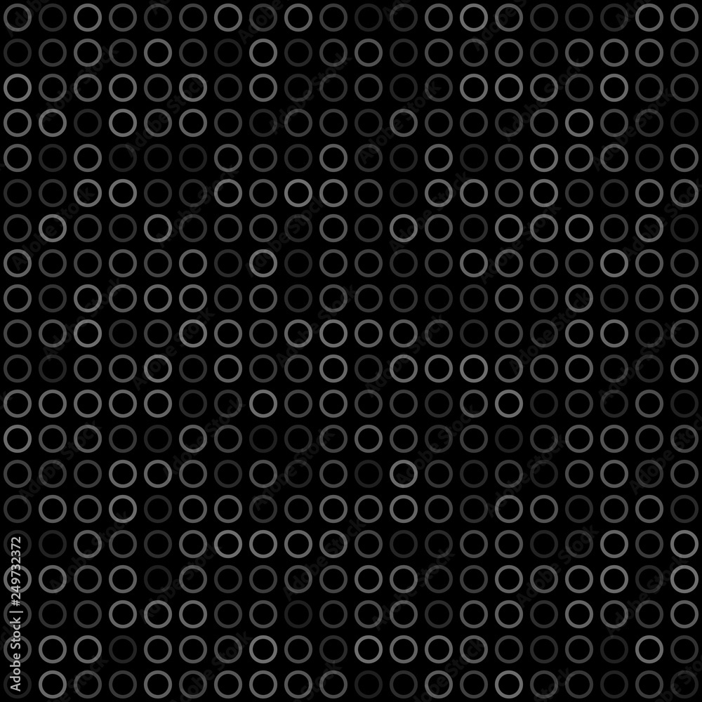 Abstract seamless pattern of small rings or pixels in gray and black colors